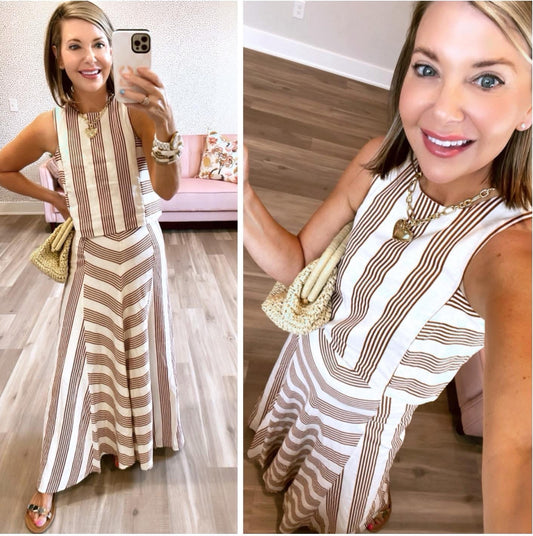 LOFT New Chevron Linen Blend Midi Skirt (4/0)