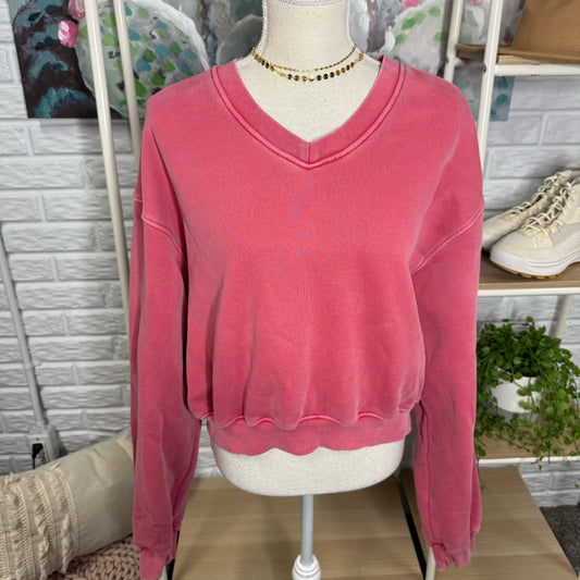 Hatant Red Mineral Wash Cropped Sweater (XL)