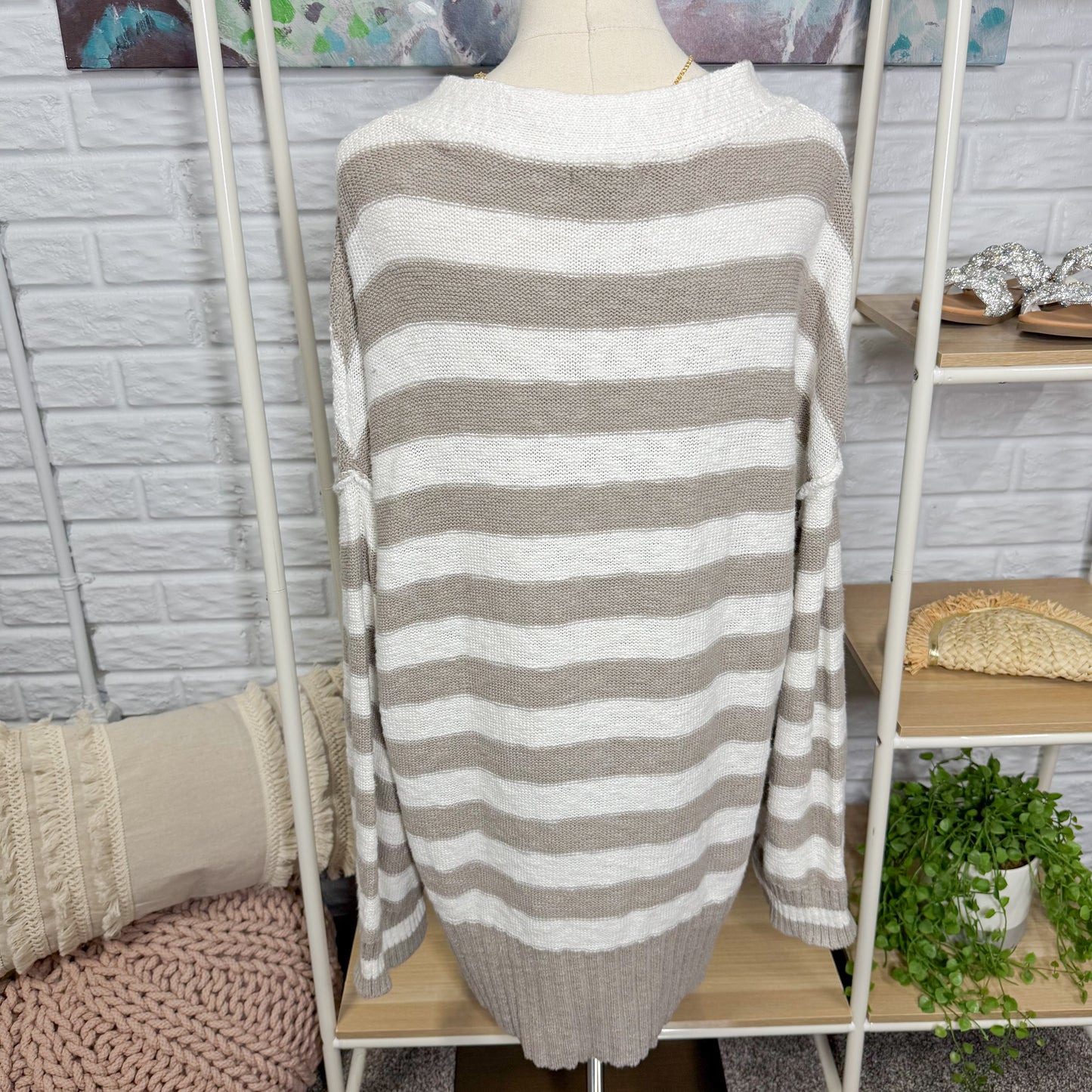 Prettygarden New Chunky Striped Cardigan (XL)