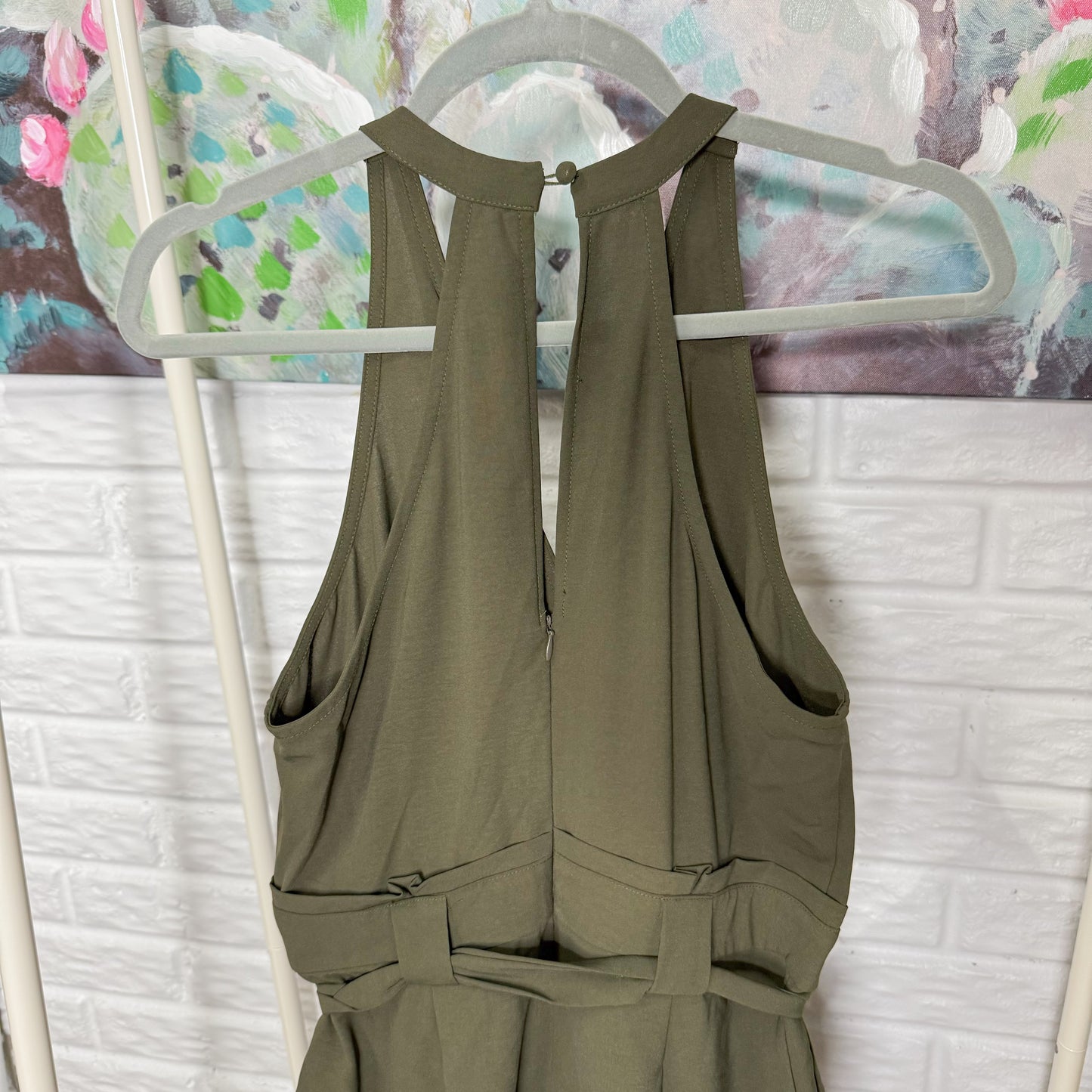 Green Sleeveless Wrap Jumpsuit (M)