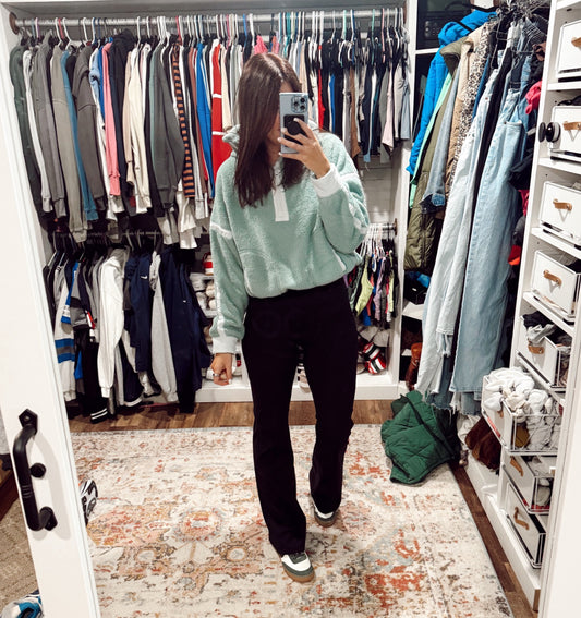 Panadila Half Zip Sherpa Pullover in Sage (M)
