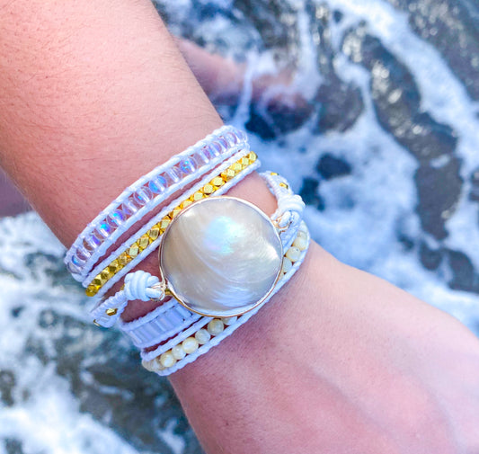 New Boutique Natural Shell Beaded Wrap Bracelet