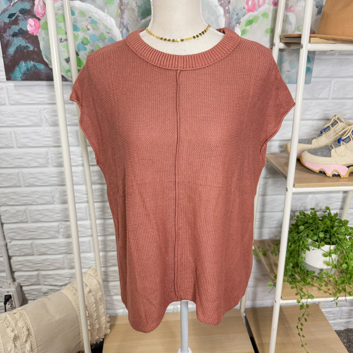 Ofeefan Knit Cap Sleeve Top (M)