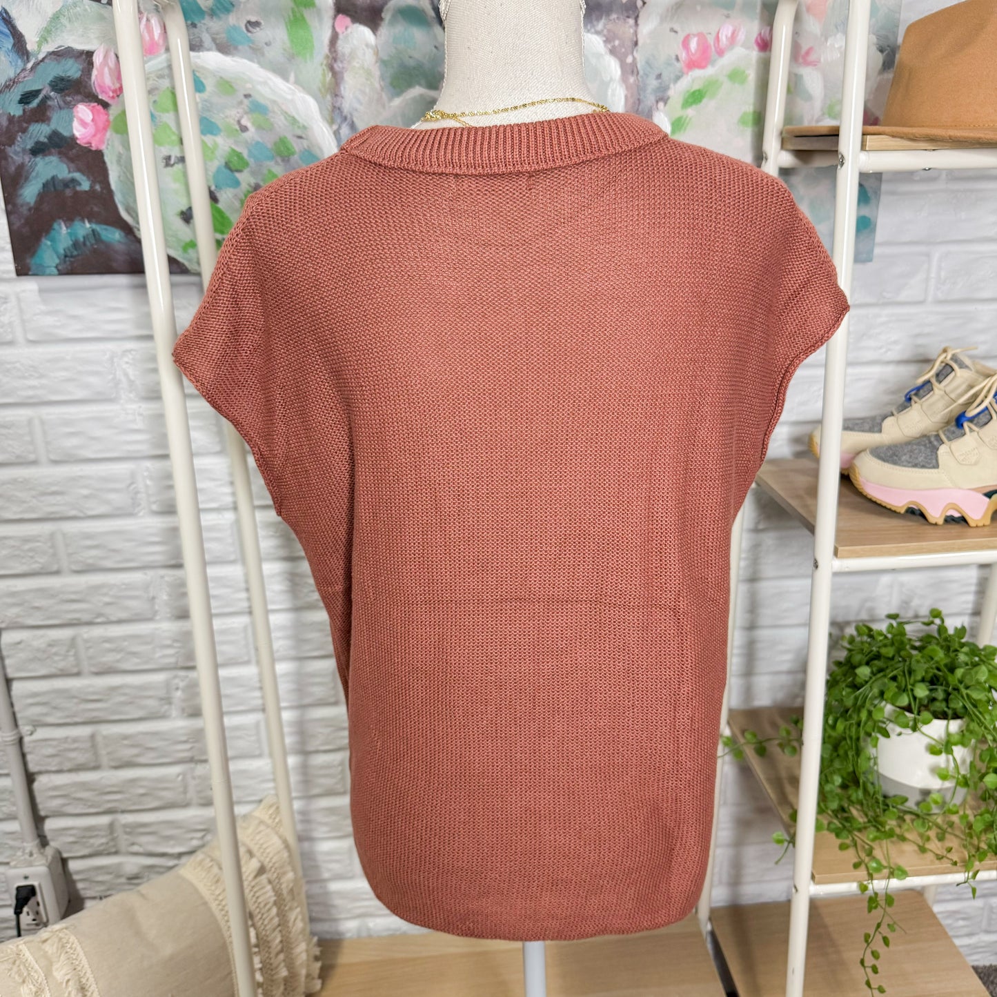 Ofeefan Knit Cap Sleeve Top (M)