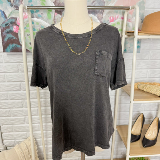 Zella Black Acid Wash Short Sleeve Tee (M)