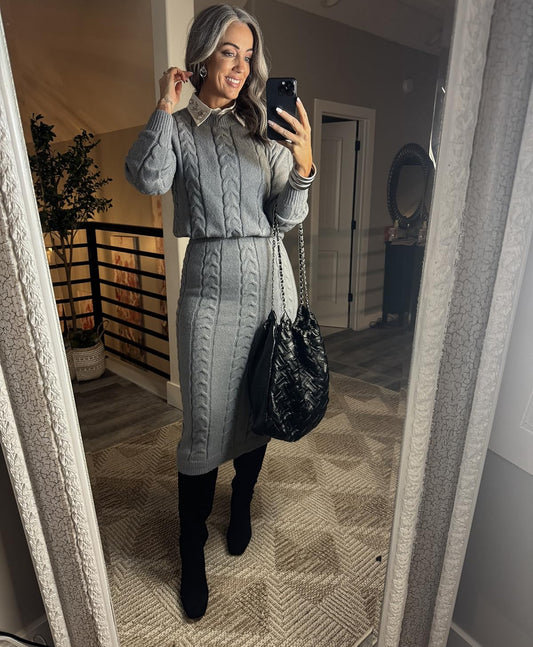 Chartou Grey Sweater Skirt Set (M)