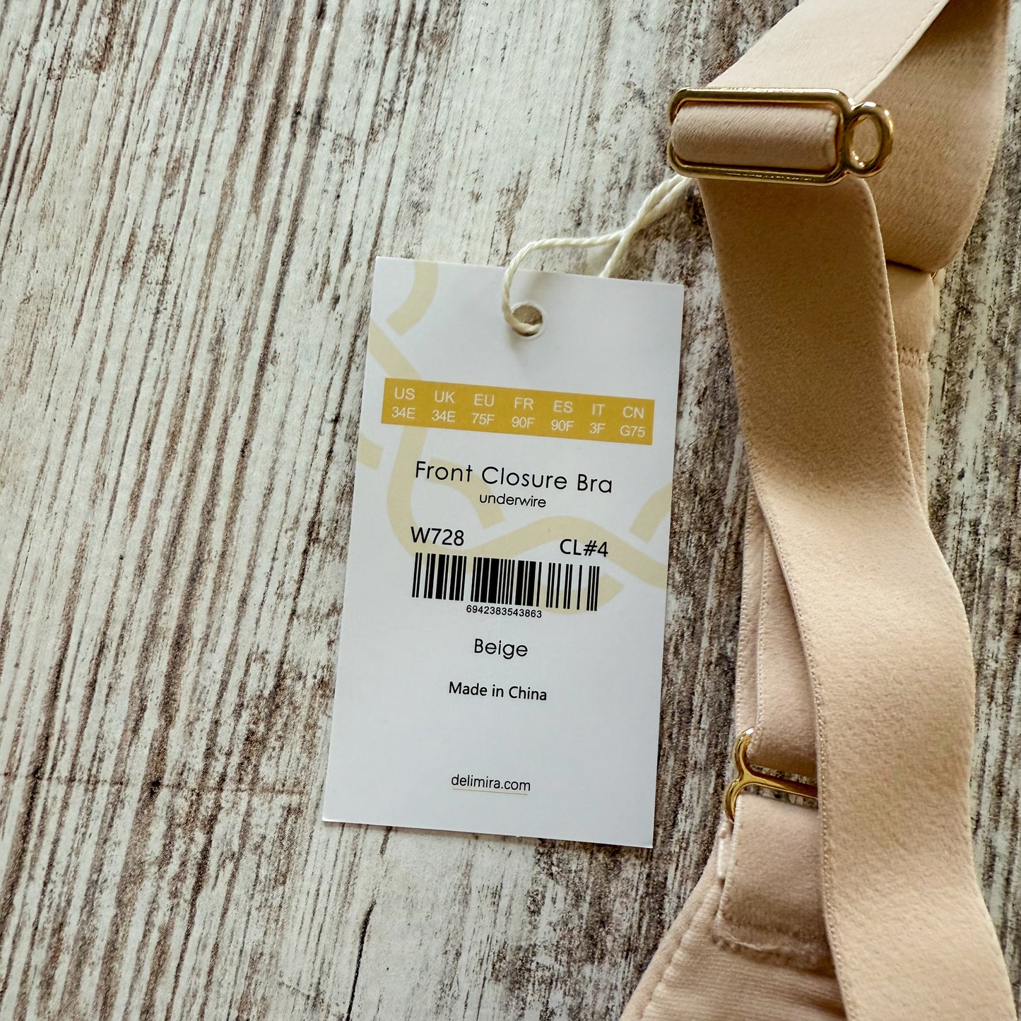 Delimira New Beige Front Closure Bra (34E)