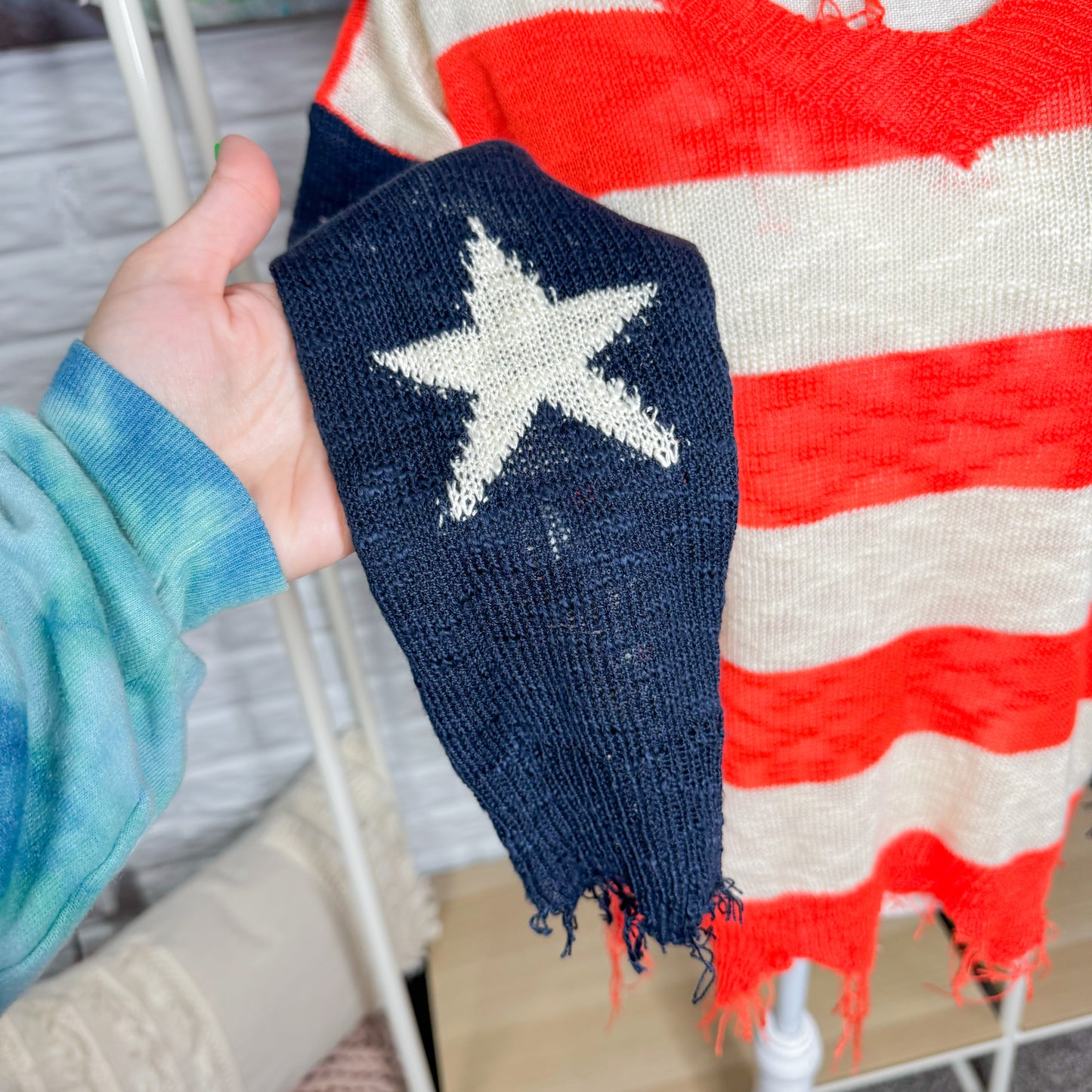 Main Strip Knit American Flag Sweater (S)