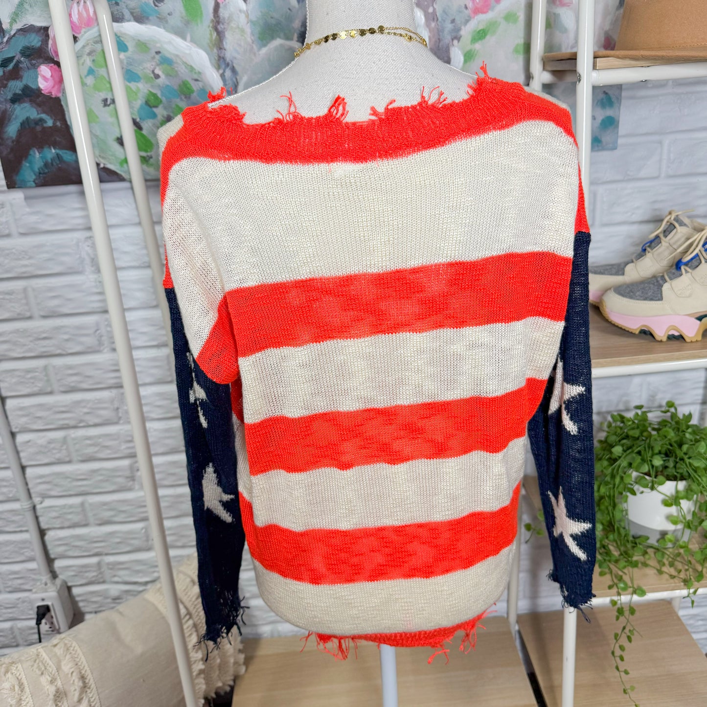 Main Strip Knit American Flag Sweater (S)