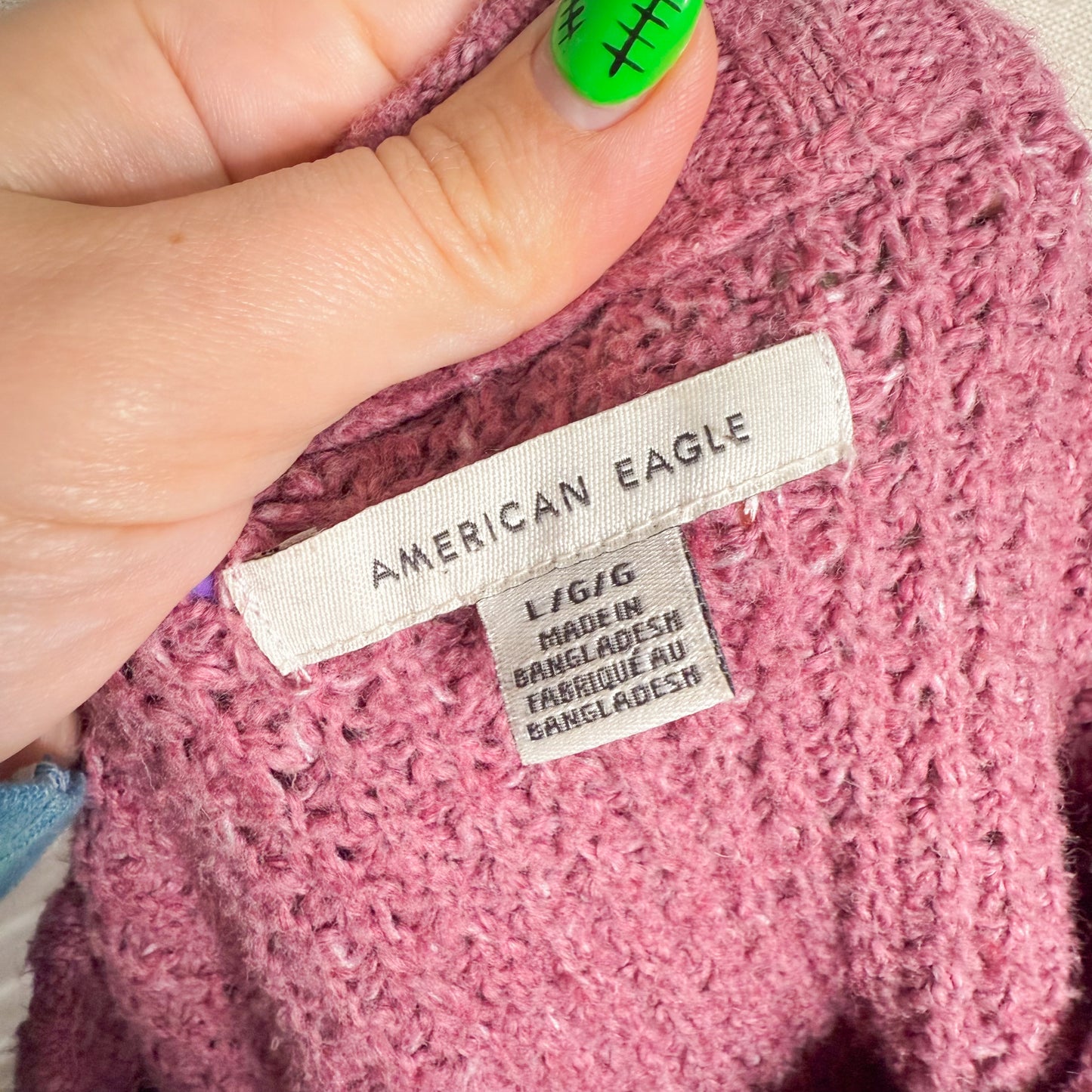 American Eagle Mauve Oversized Knit Sweater (L)