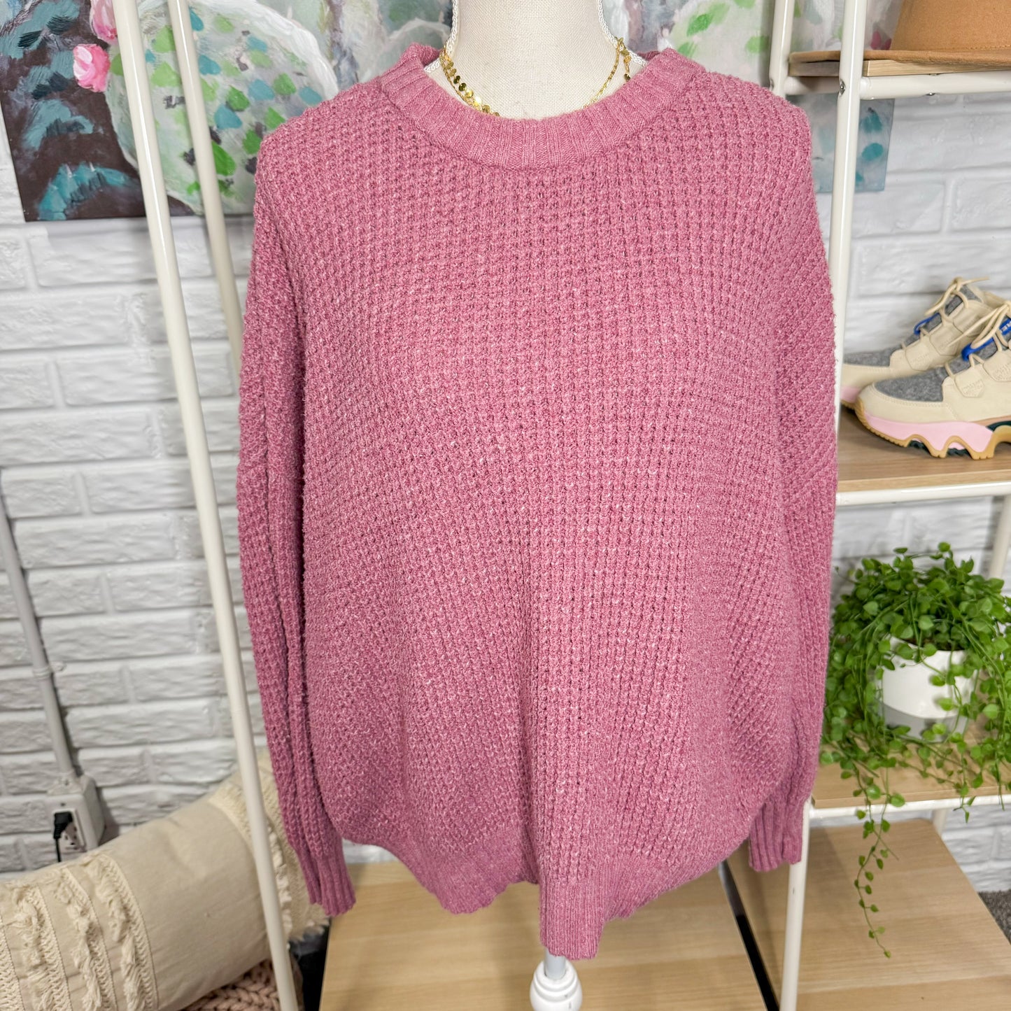 American Eagle Mauve Oversized Knit Sweater (L)