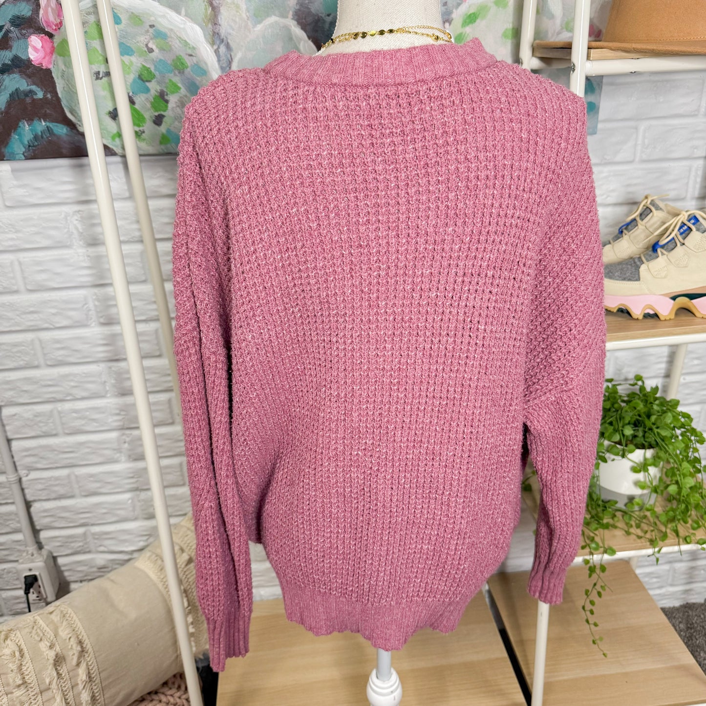 American Eagle Mauve Oversized Knit Sweater (L)