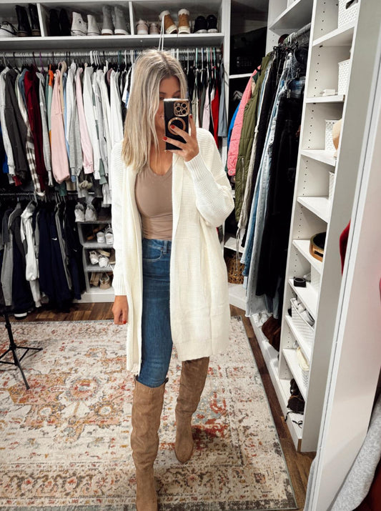 Lillusory Ivory Chunky Knit Cardigan (L)