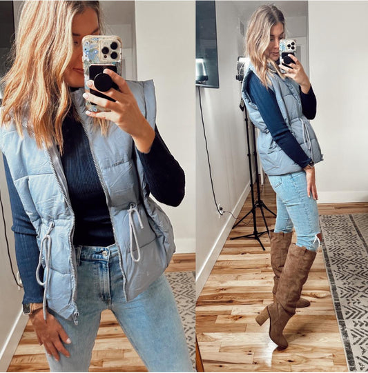 VAOYIU Blue Puffer Vest (L)
