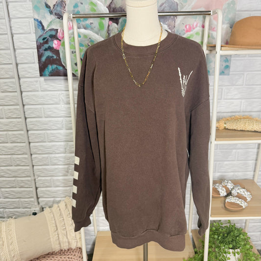 American Apparel Faded Brown Skull Sweatshirt (L)