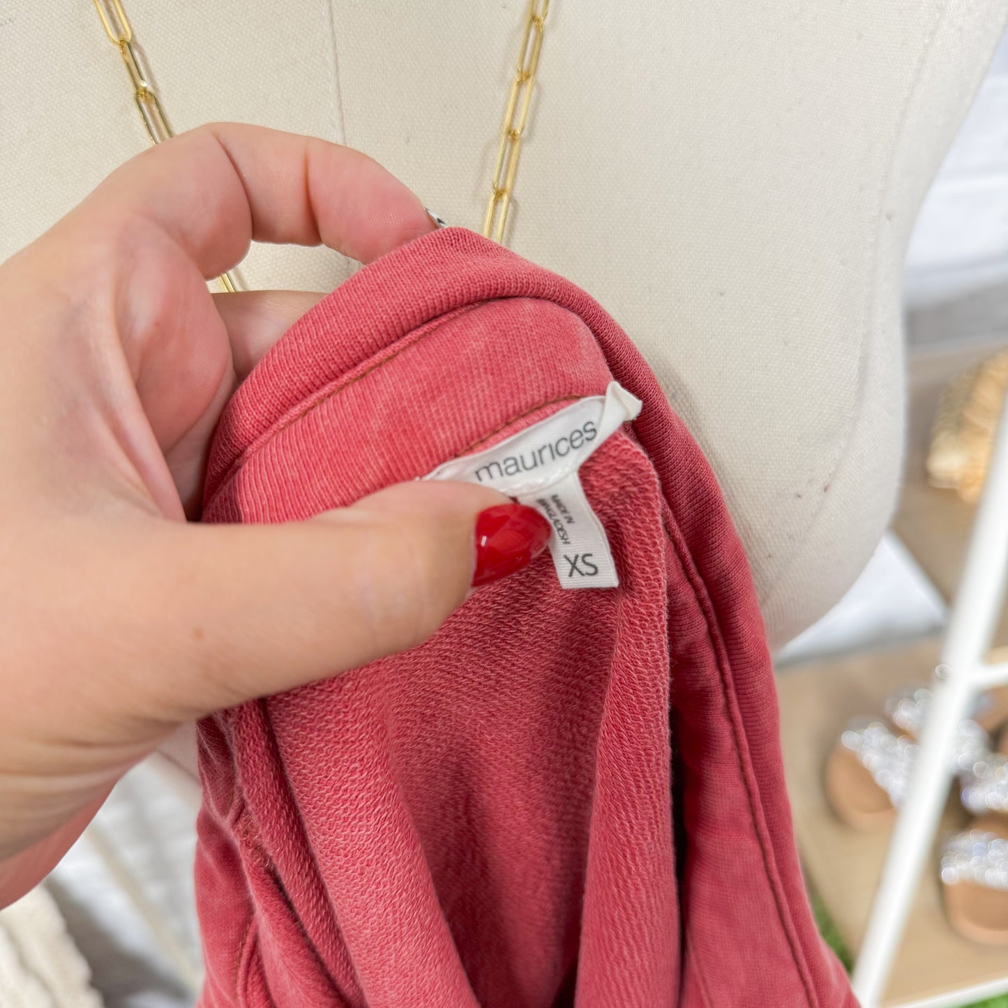 Maurice’s Mineral Red Washed Knit Denim Shacket (XS)