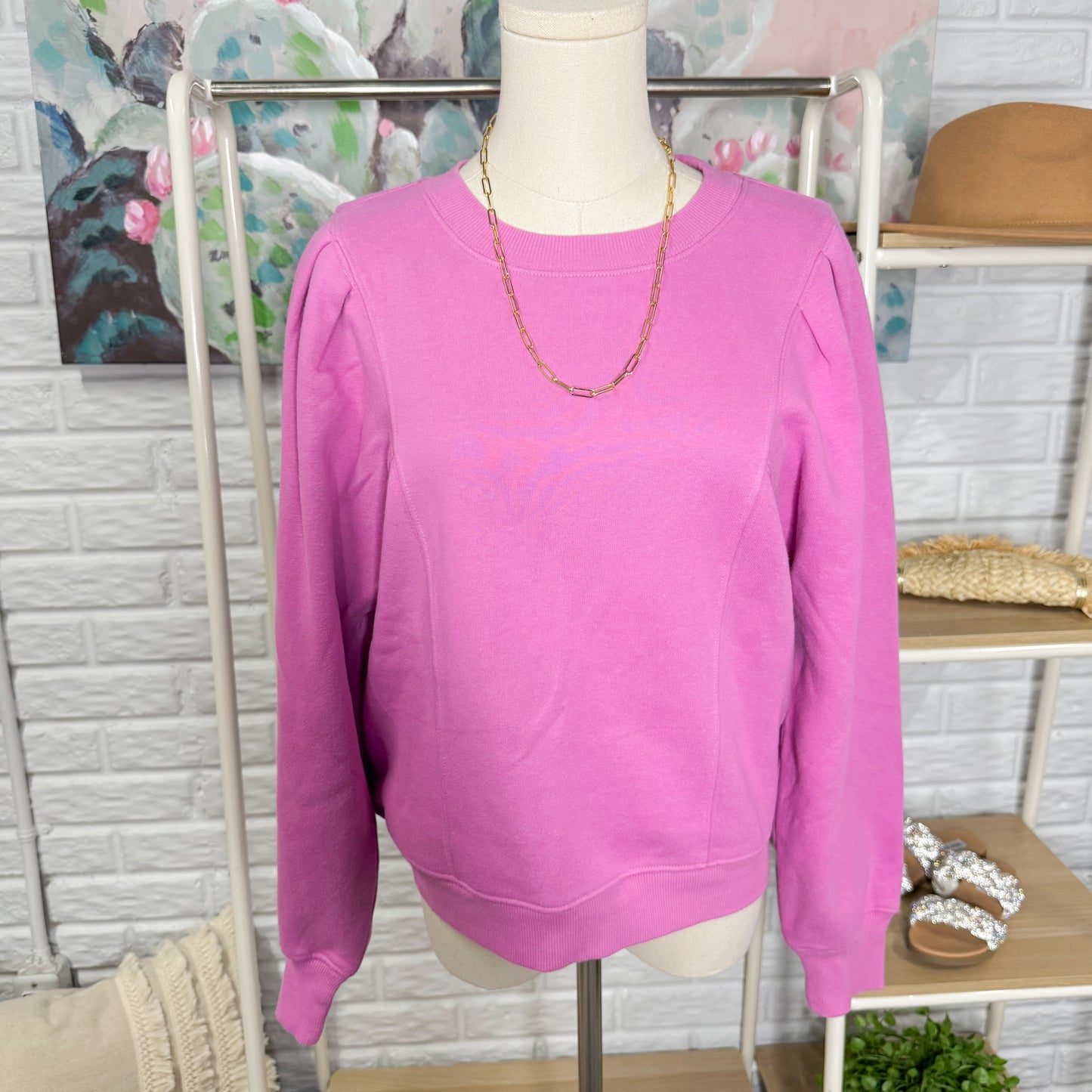 LOFT New Pleated Sleeve Sweatshirt (XS)
