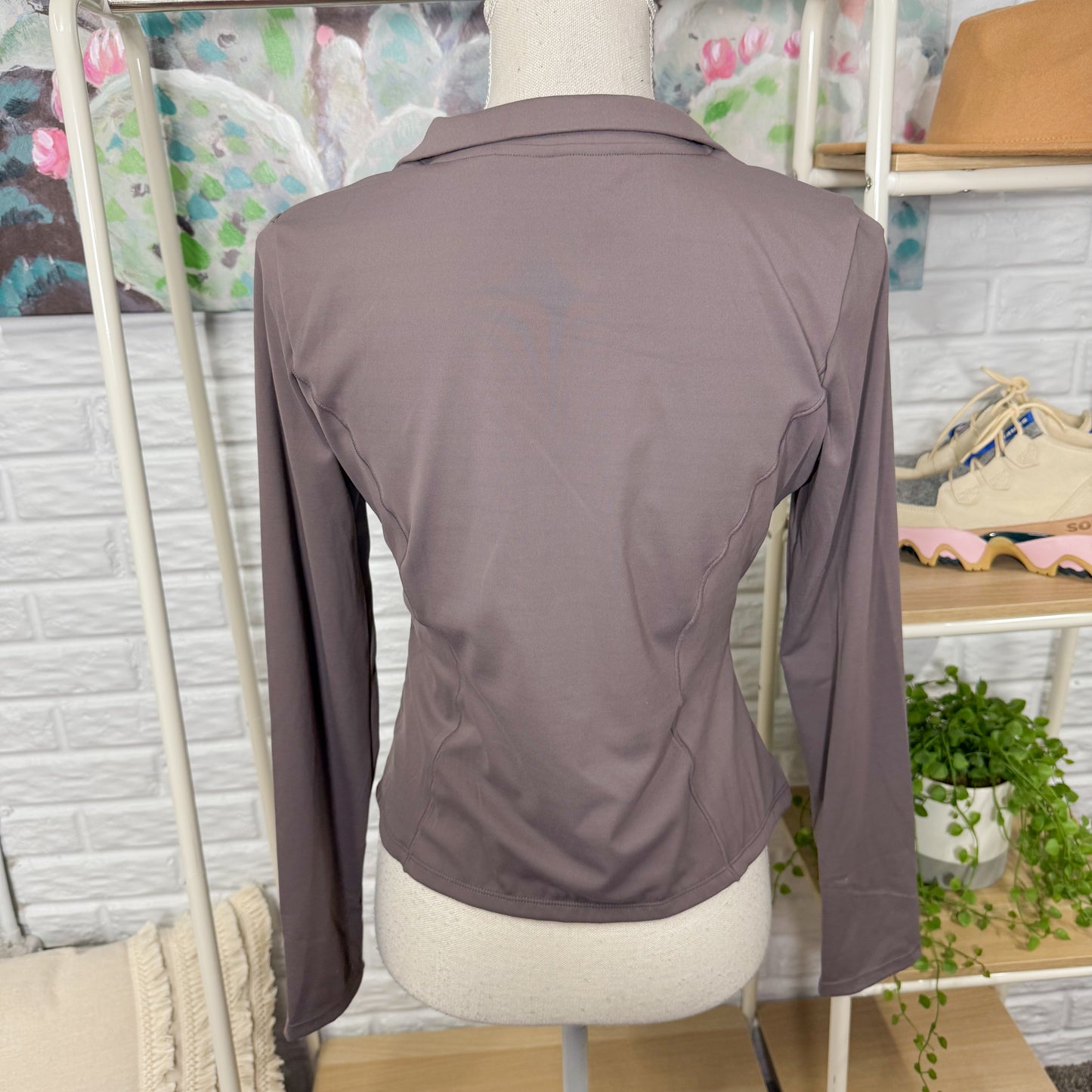 Qinsen New Brown Full Zip Athletic Jacket (L)