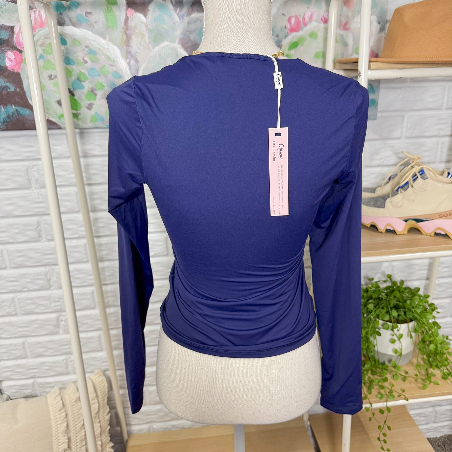 Qinsen New Navy Long Sleeve Top (M)