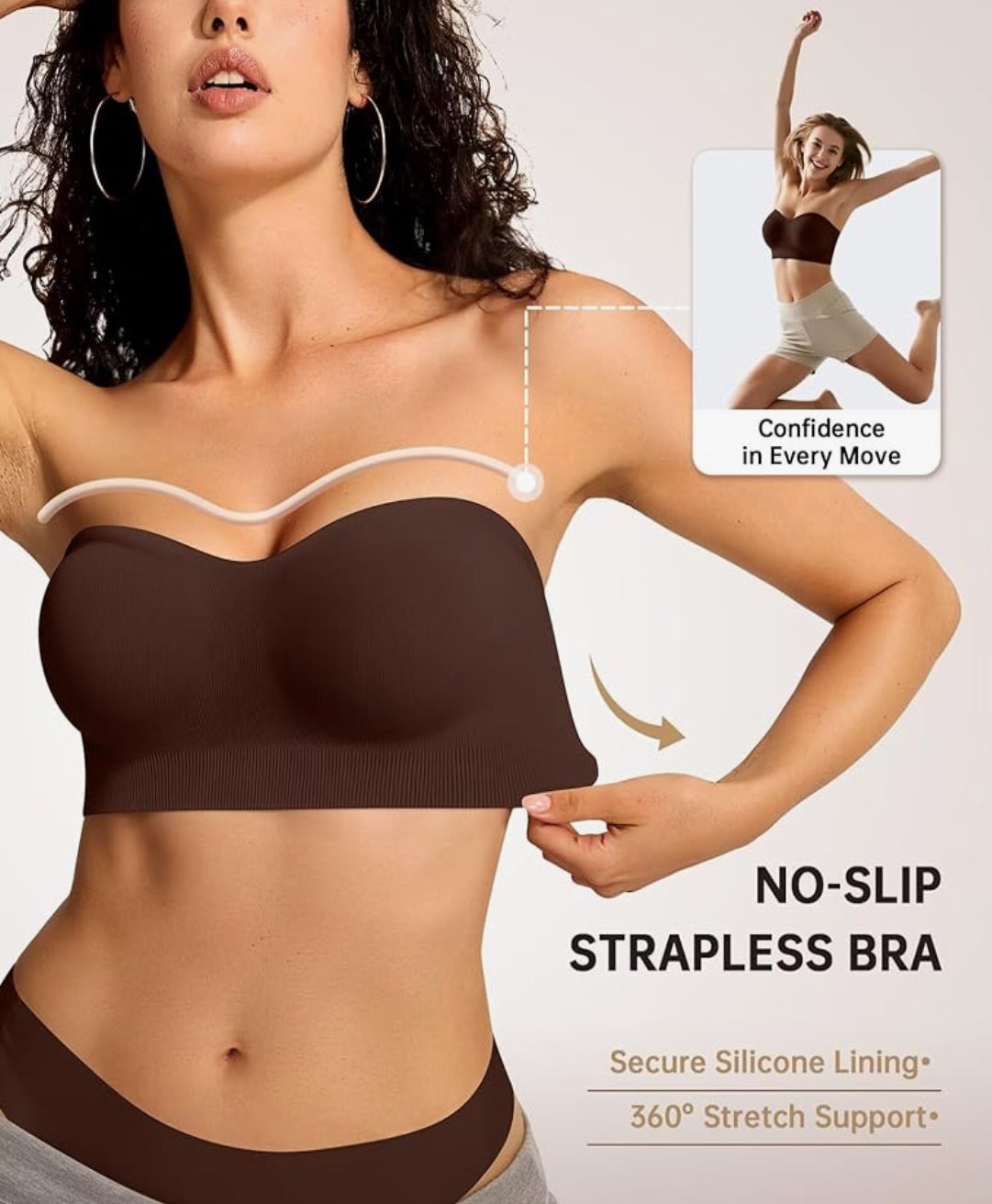 Vertvie New Brown Strapless Bra (L)