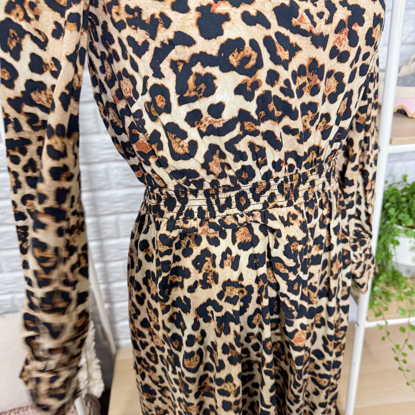 LOFT Petite Leopard Print Smocked Waist Maxi Dress (XXSP)