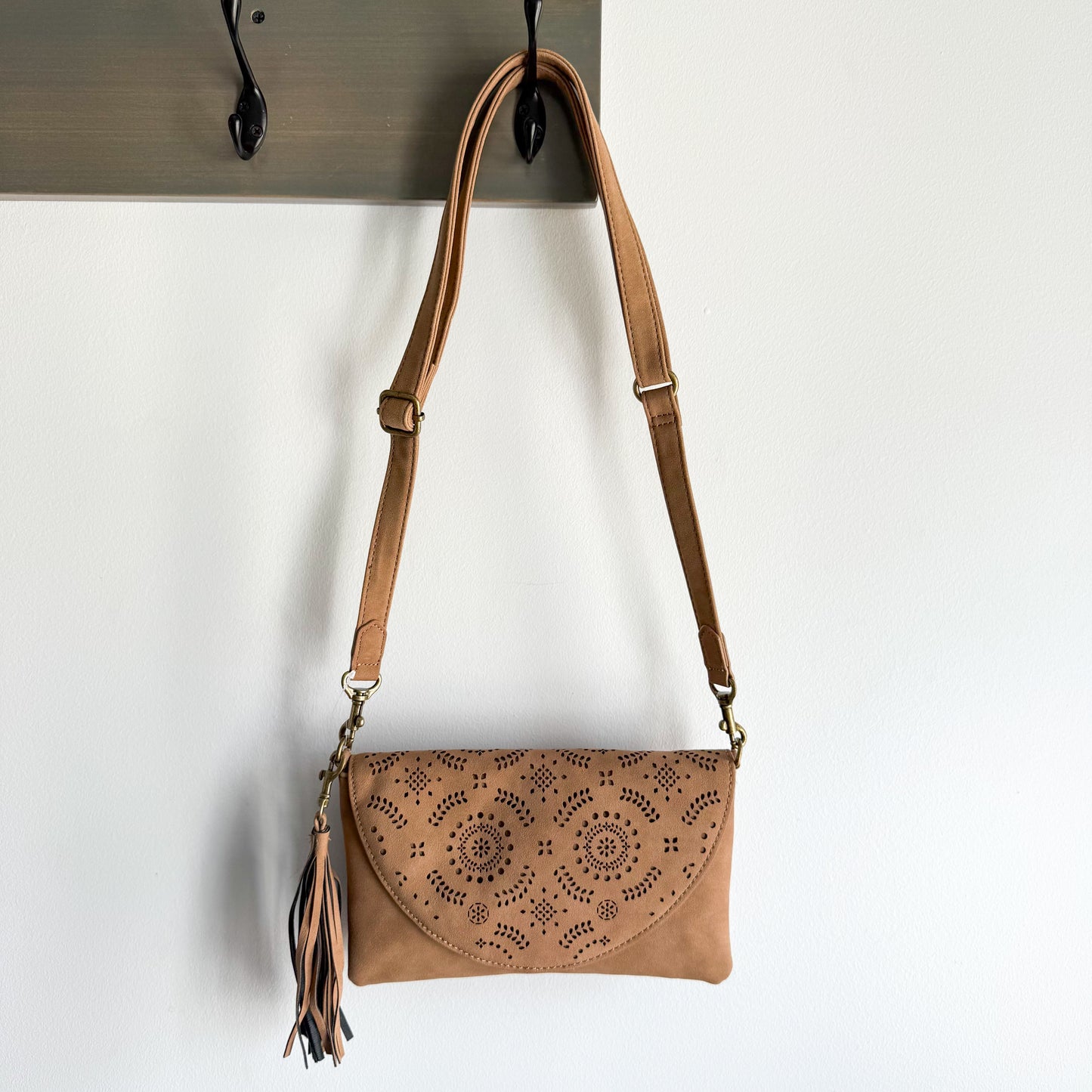 Maurice’s New Brown Laser cut Fringe Crossbody