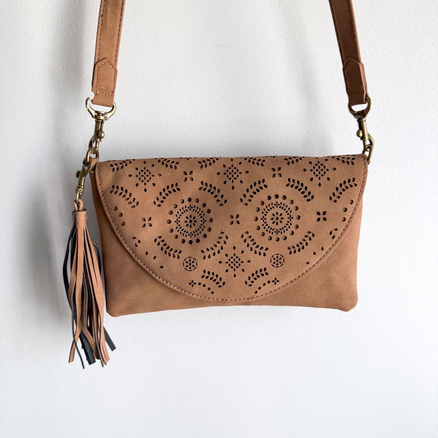 Maurice’s New Brown Laser cut Fringe Crossbody