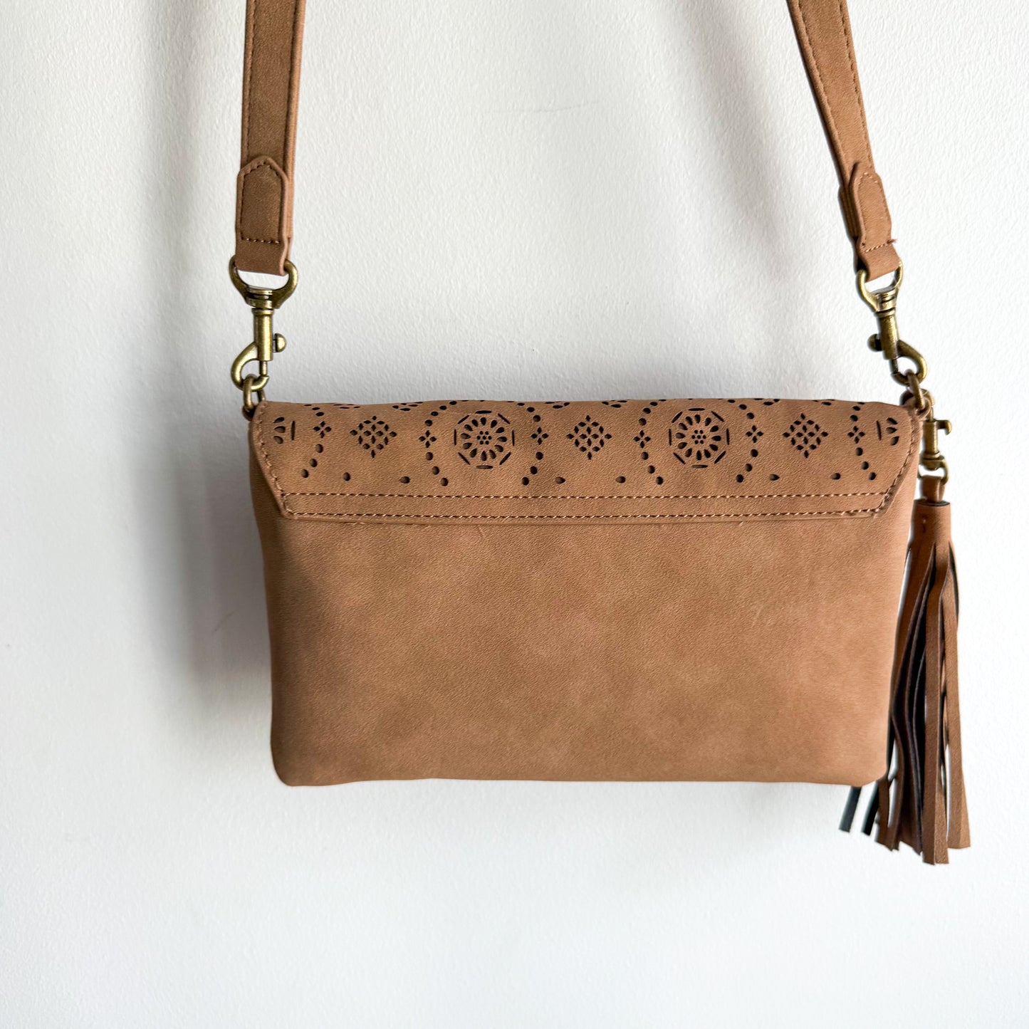 Maurice’s New Brown Laser cut Fringe Crossbody