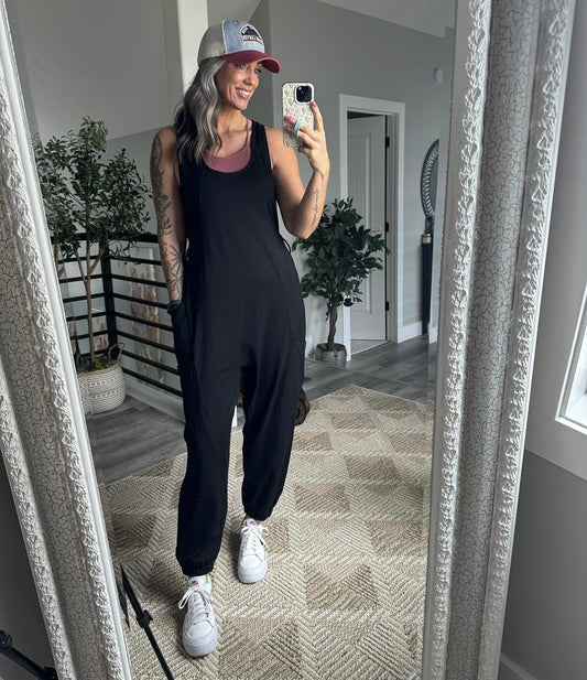 Anrabess Black Cinched Jumpsuit (M)