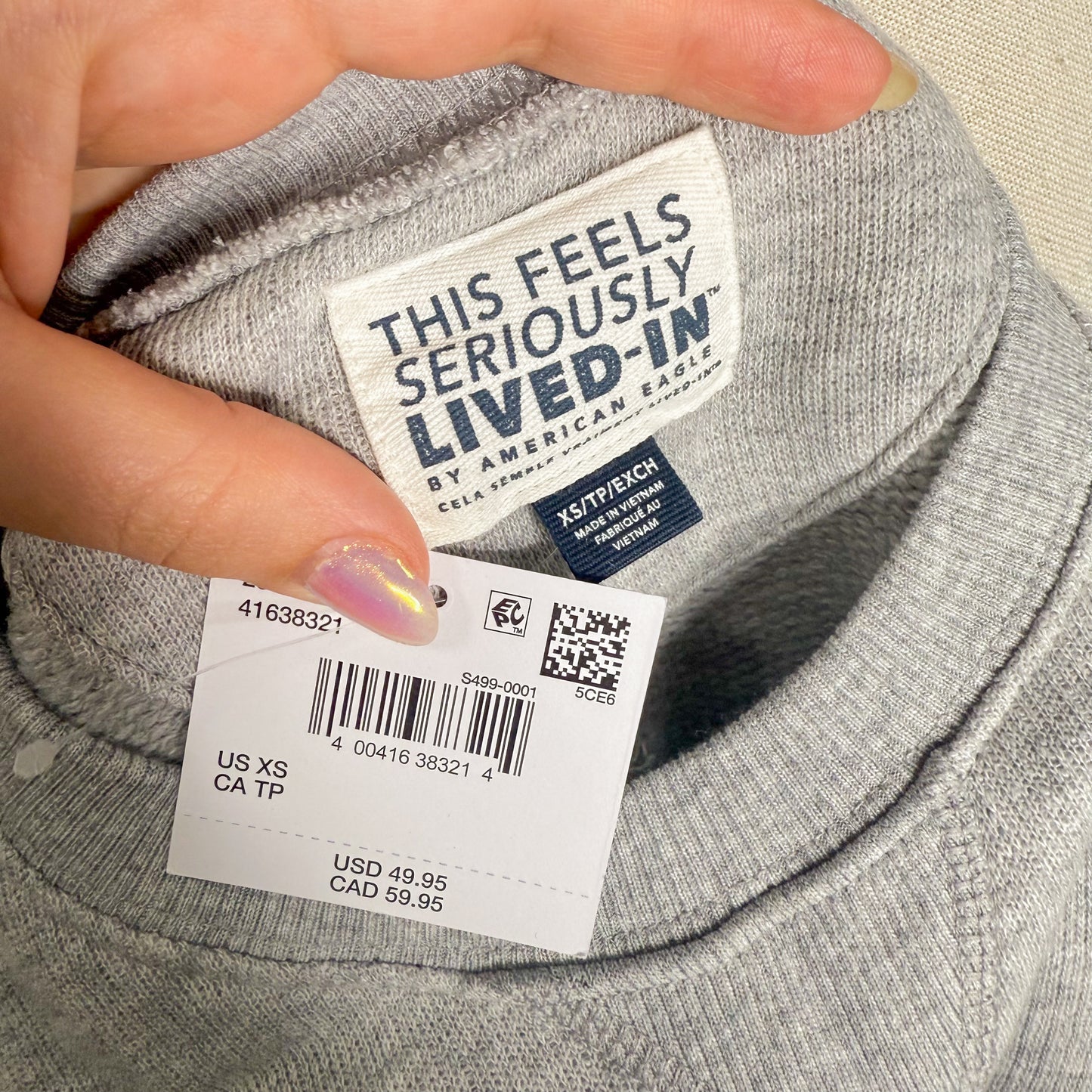 American Eagle New Grey Crewneck Sweater (XS)