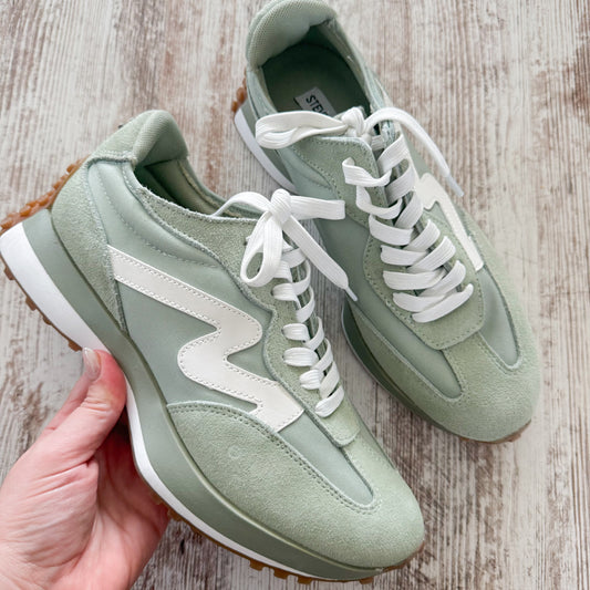 Steve Madden Campo Sage Green Lace-Up Colorblock Fashion Sneakers (9)