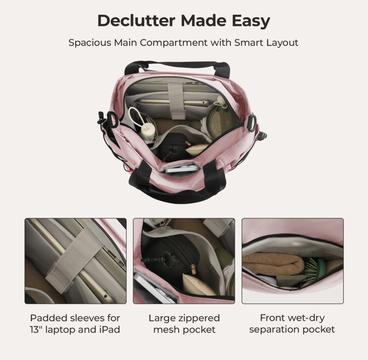 Bagsmart New Focus Tote in Pink
