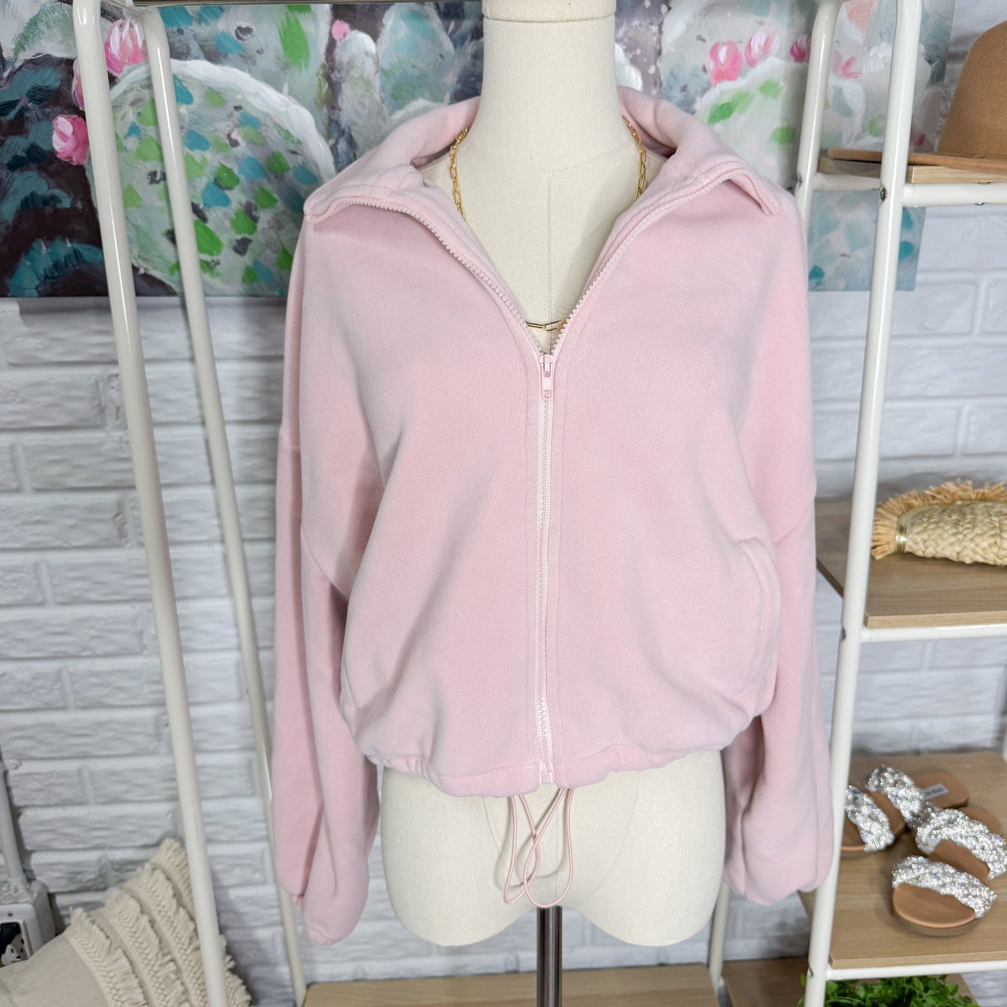 Automet Fleece Oversized Jacket in Pink (M)