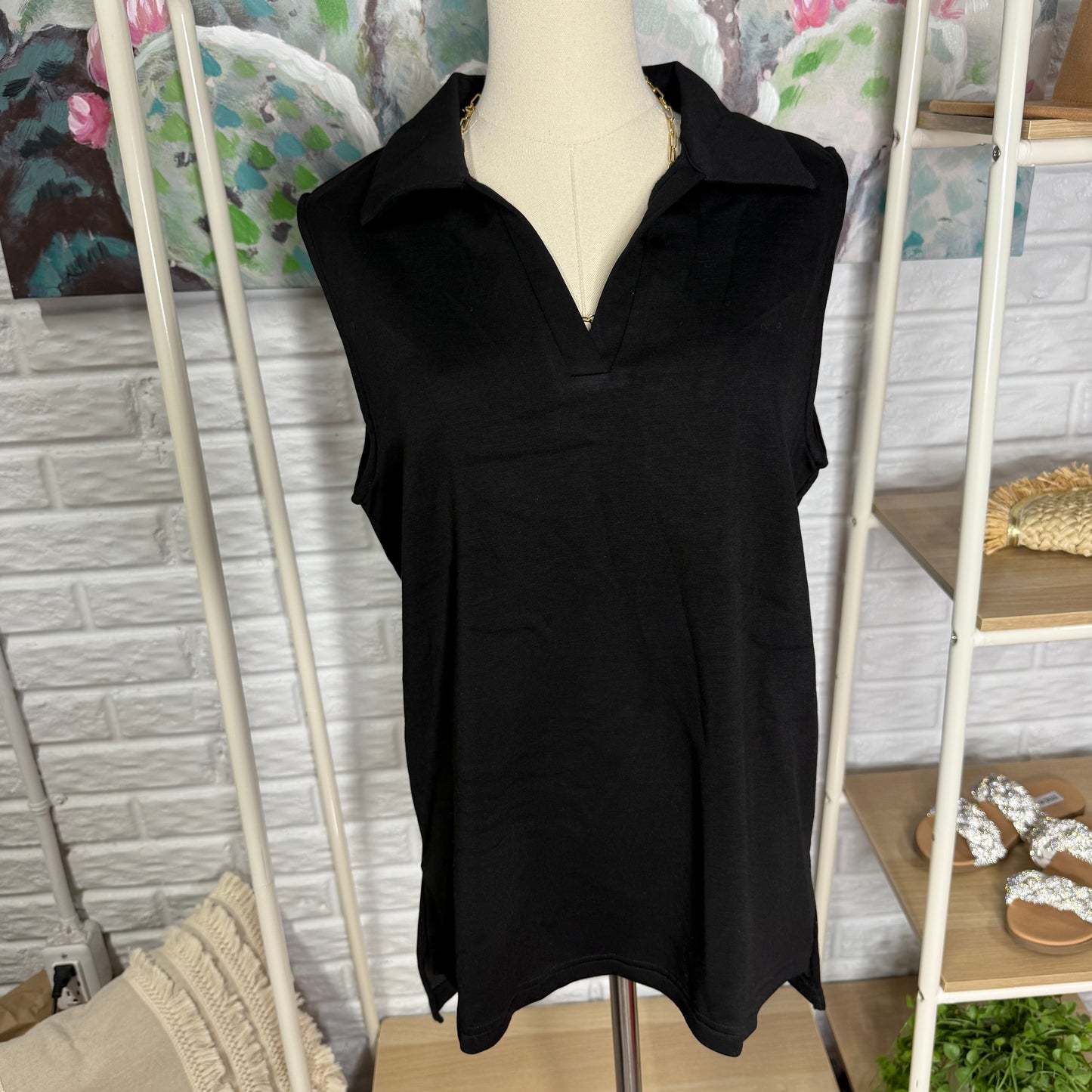 Glamaker New Black Sleeveless Top (M)