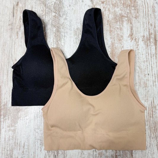 Gap Body Ribbed Bra Bundle Black / Cream (M)