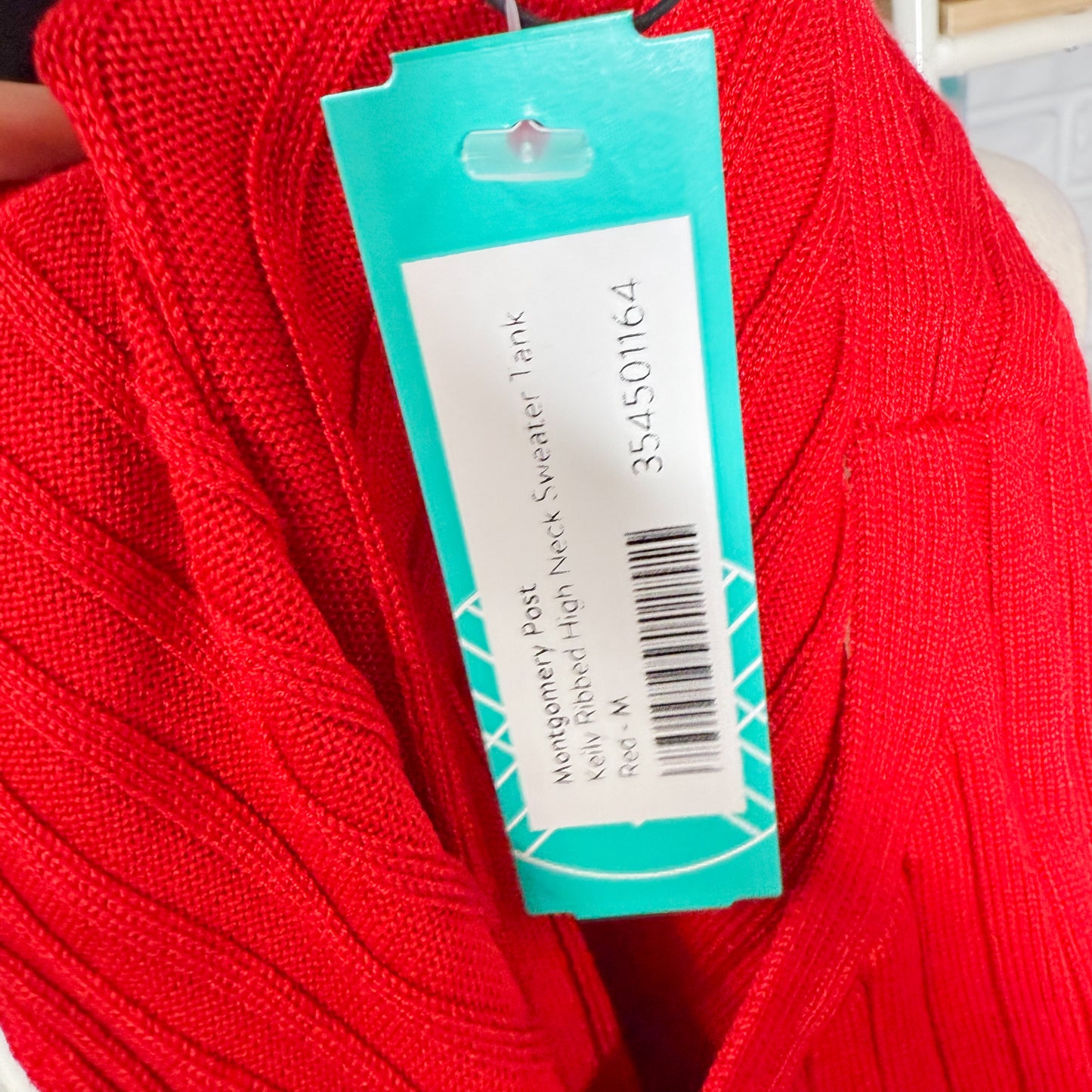 Montgomery Post New Red Ribbed Sleeveless Top (M)