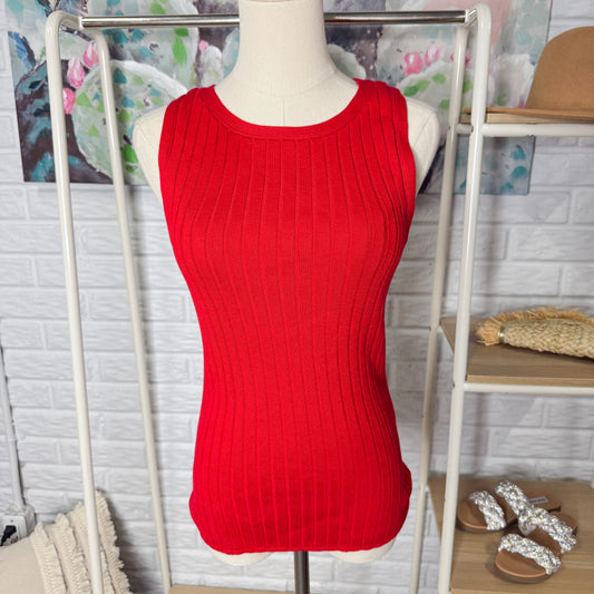 Montgomery Post New Red Ribbed Sleeveless Top (M)