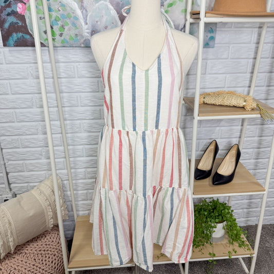 American Eagle Striped Halter Dress (L)