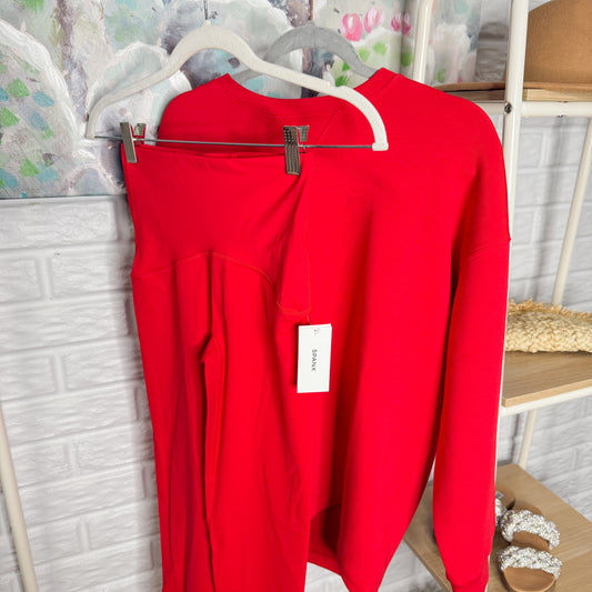 Spanx New Red Pullover + Leggings (XXS/XS)