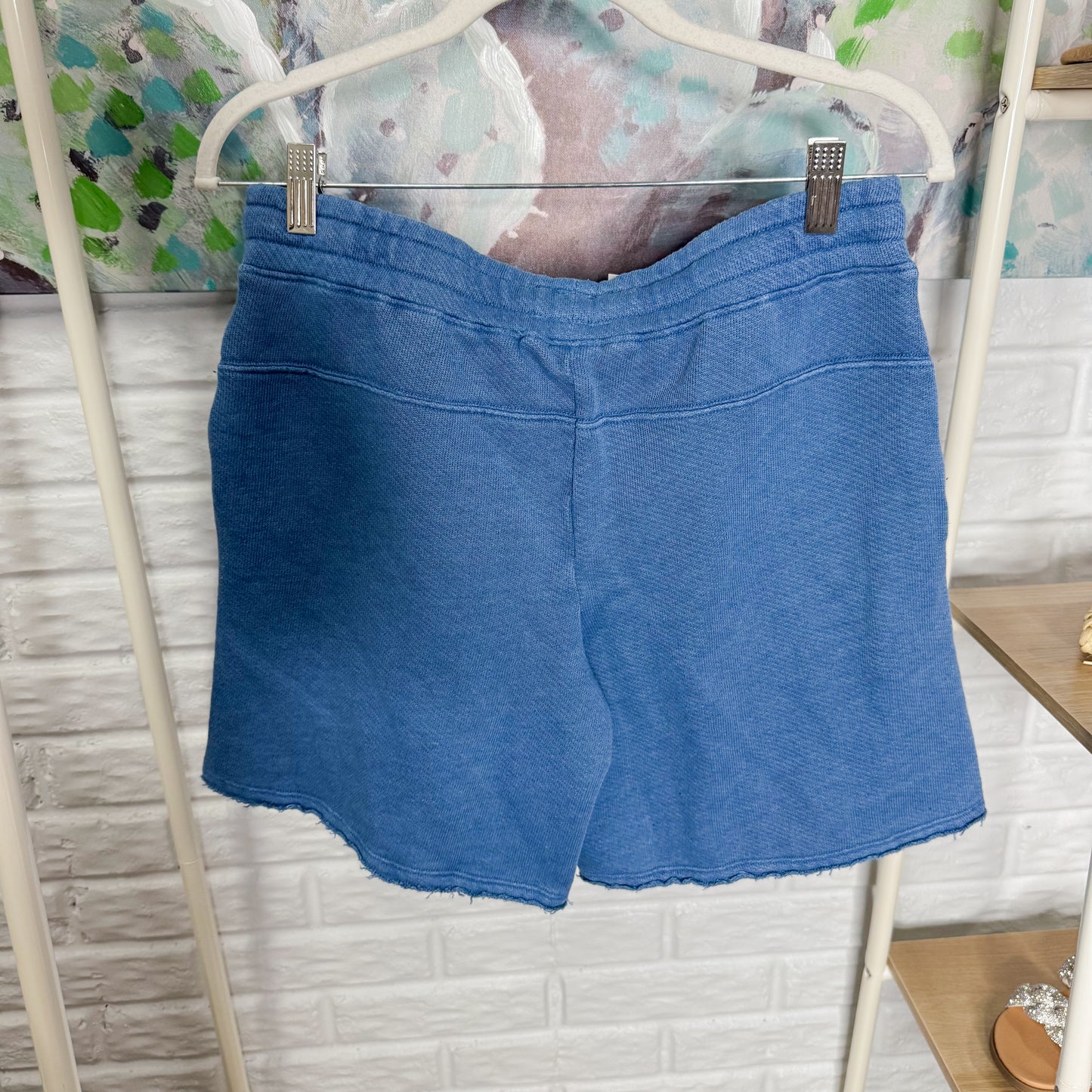 American Eagle Blue Saltwash Double V-Neck Sweatshirt + Shorts (XS/XXS)