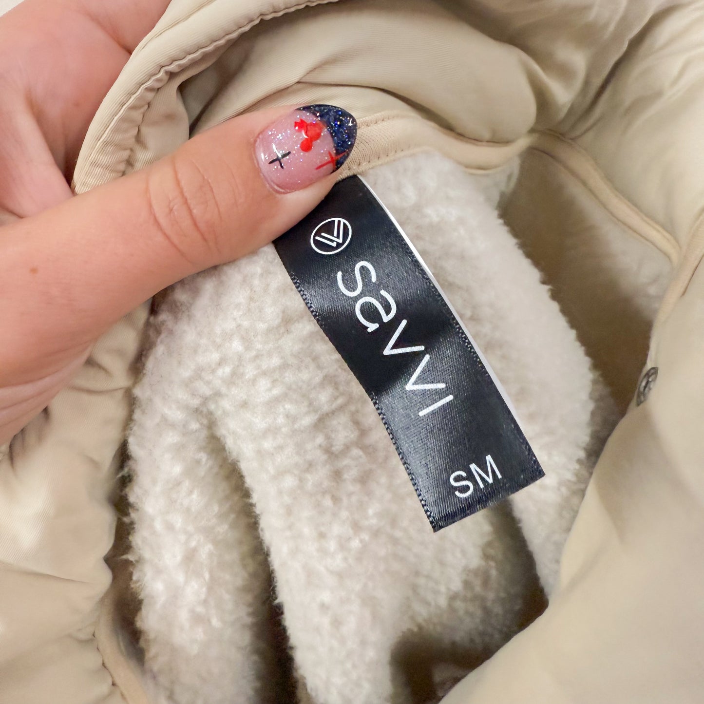 Savvi New Camper Sherpa Pullover in Cashew (small)