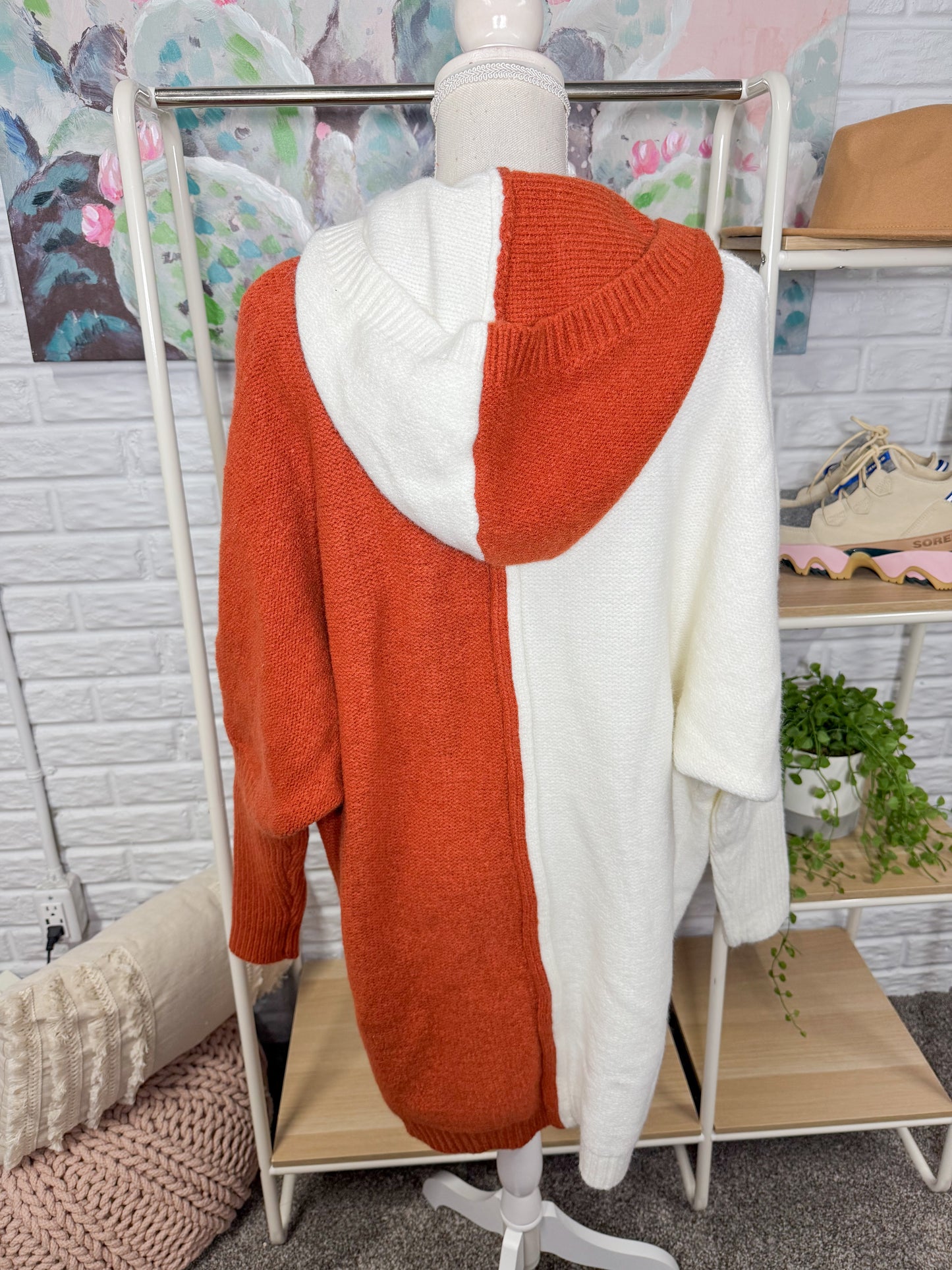 Astylish Orange Colorblock Cardiagn Hoodie (M)