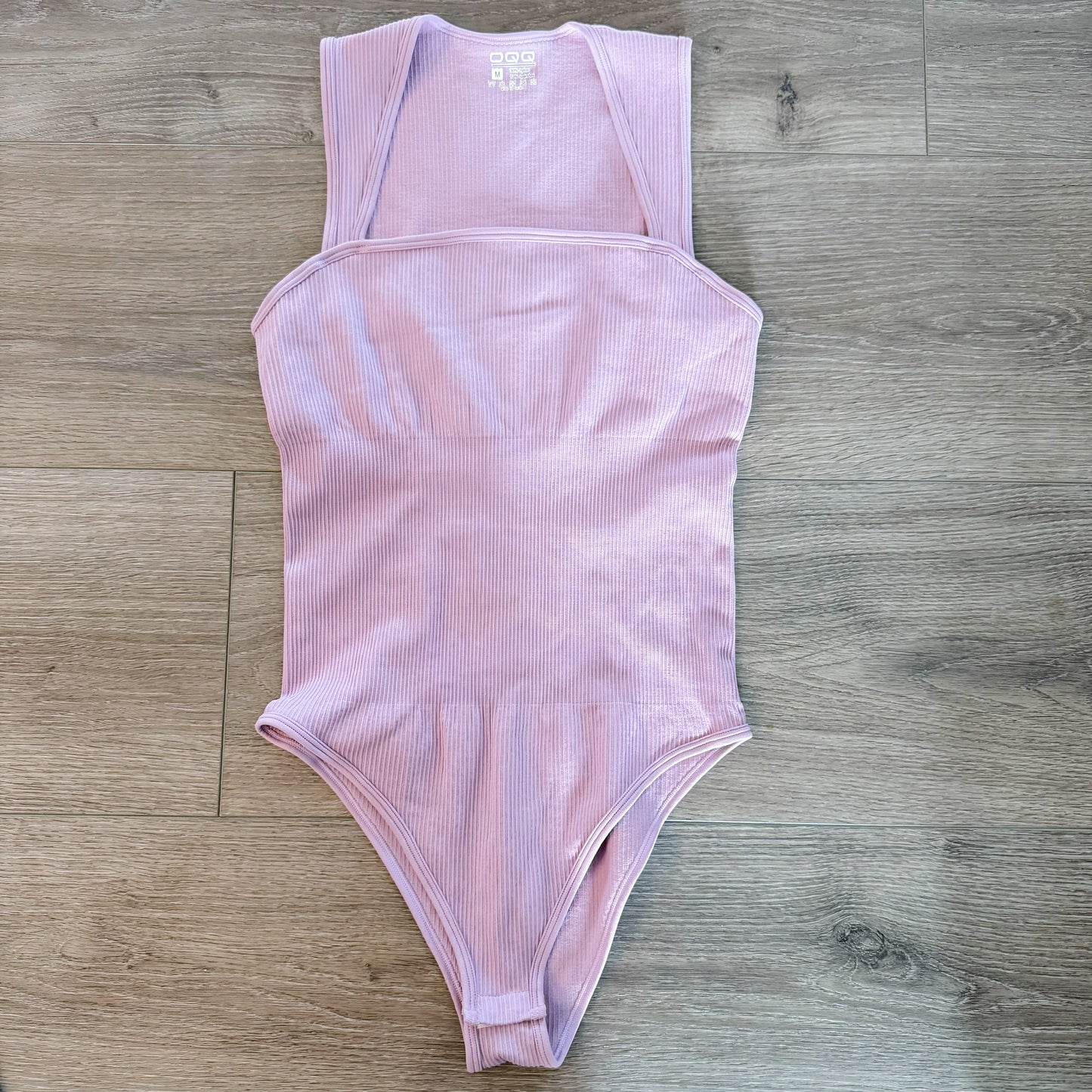 OQQ 3 Ribbed Square Neck Bodysuits (M)