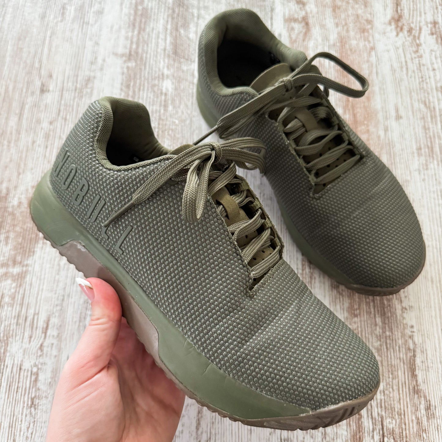 NOBULL Superfabric Trainer Athletic Shoes Olive Size M8/W9.5