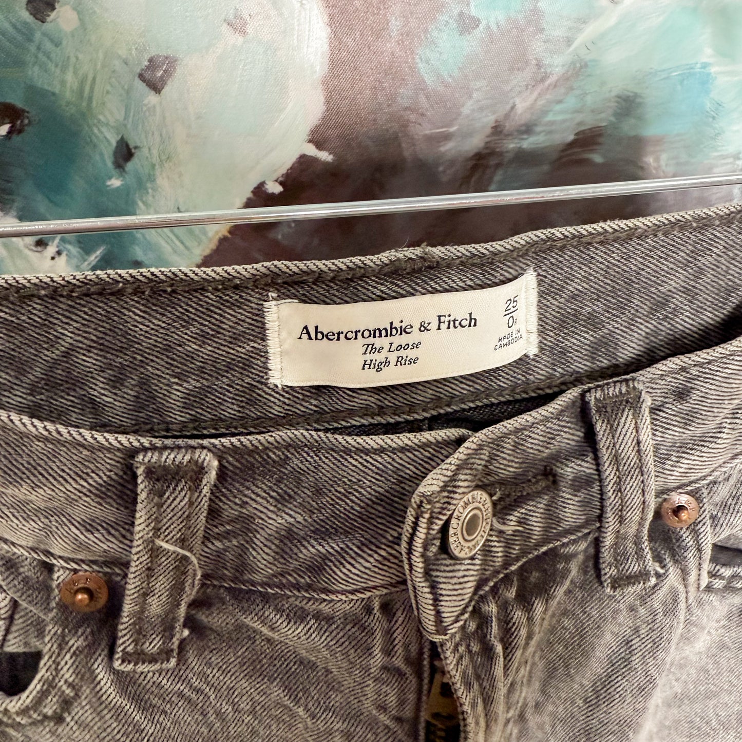 Abercrombie & Fitch High Rise Loose Jeans Faded Black (25/0)