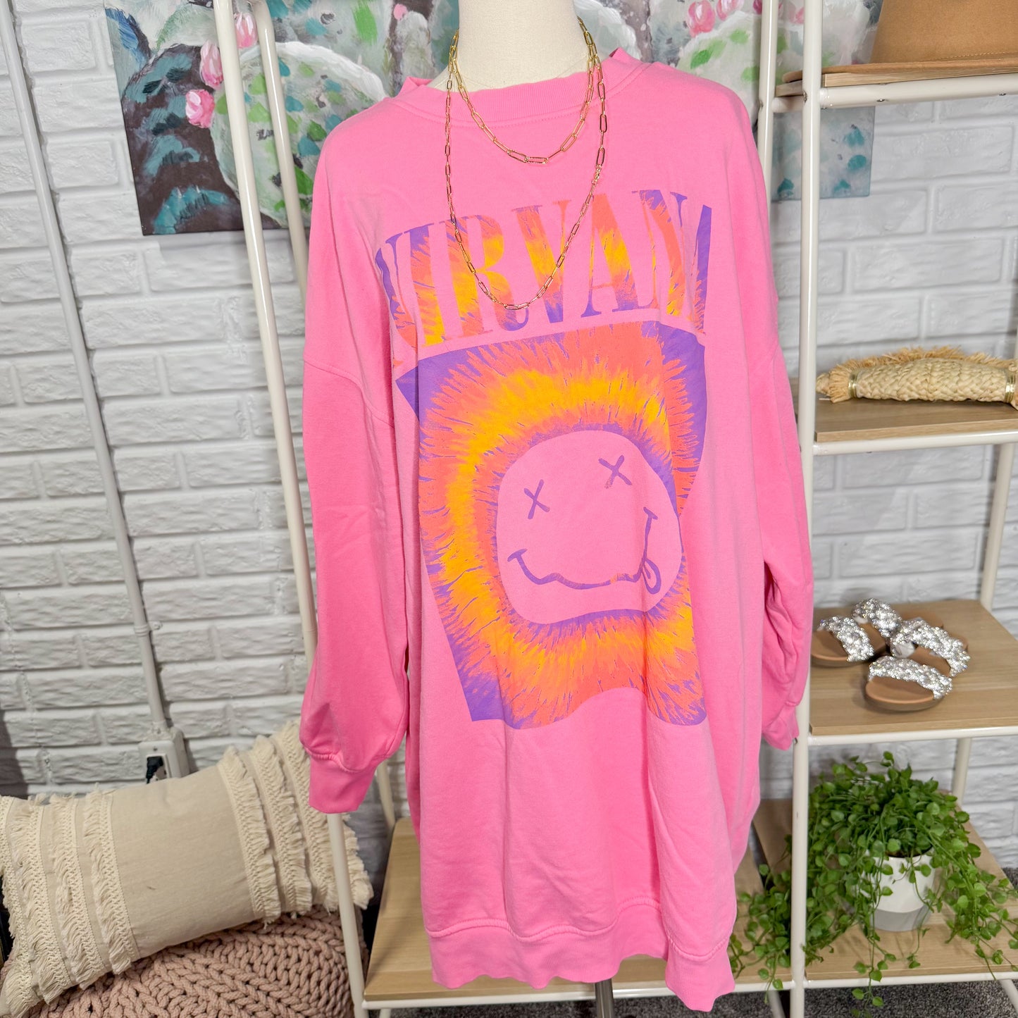 H&M Divided Oversized Nirvana Graphic Sweatshirt Dress (XL)