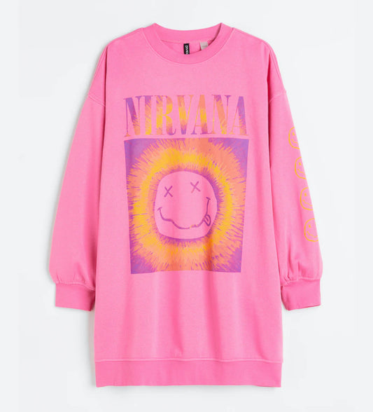H&M Divided Oversized Nirvana Graphic Sweatshirt Dress (XL)