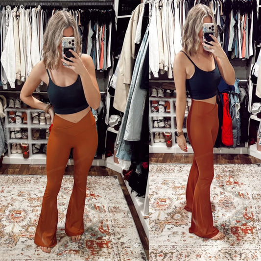 Sunzel Orange Crossover Flare Leggings (S)