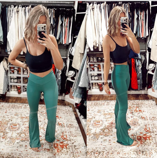 Sunzel Teal Crossover Flare Leggings (S)