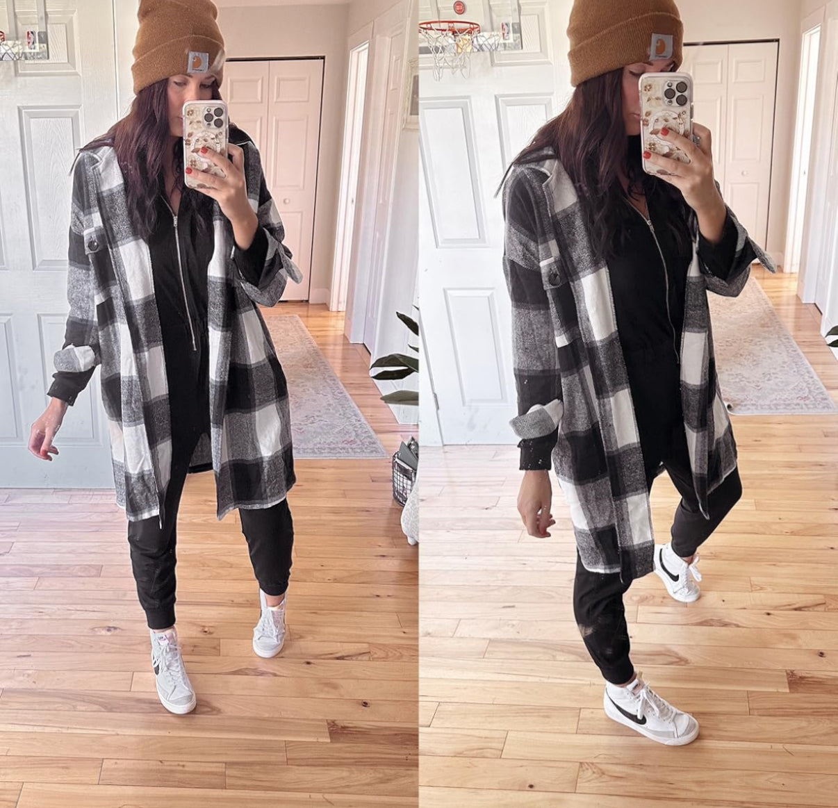 Blue/Black Plaid Long Shacket (L)